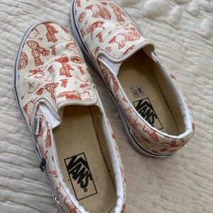 Vans Slip-On Sneakers - Cream and Orange